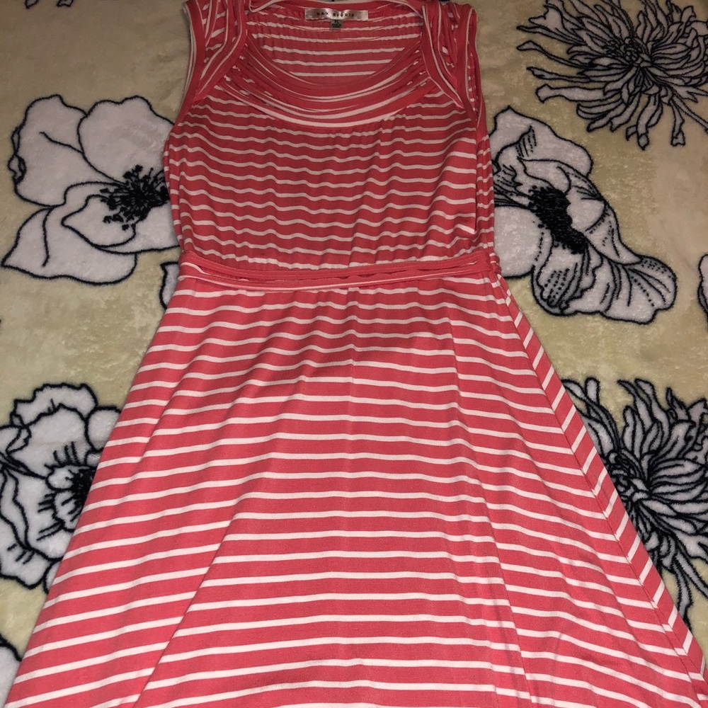 Max Studio coral and white stripes dress